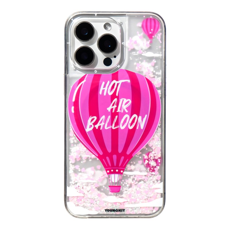 Apple iPhone 16 Pro Kılıf M-safe Şarj Özellikli Parlak Kumlu Sıvılı Youngkit Pink Dream Quicksand Serisi Kapak - 9