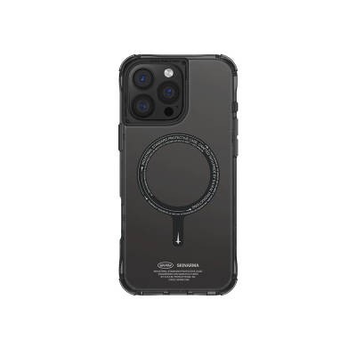 Apple iPhone 16 Pro Kılıf M-safe Şarj Özellikli Şeffaf Airbag Tasarımlı Skinarma Saido Kapak Siyah
