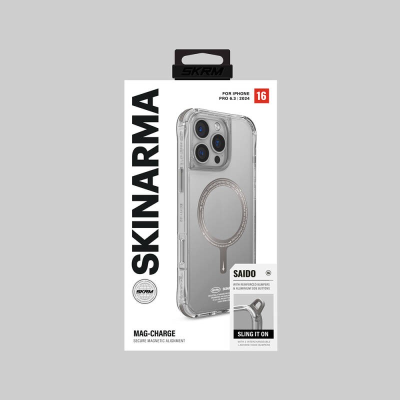 Apple iPhone 16 Pro Kılıf M-safe Şarj Özellikli Şeffaf Airbag Tasarımlı Skinarma Saido Prime Kapak - 14