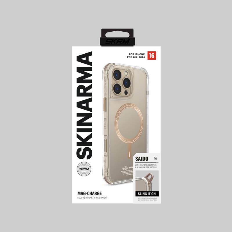 Apple iPhone 16 Pro Kılıf M-safe Şarj Özellikli Şeffaf Airbag Tasarımlı Skinarma Saido Prime Kapak - 12