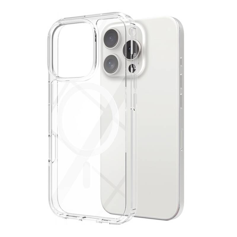 Apple iPhone 16 Pro Kılıf M-safe Şarj Özellikli Şeffaf Sert PC Zore Embos Kapak - 5