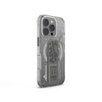 Apple iPhone 16 Pro Kılıf M-safe Şarj Özellikli Teknoloji Desenli Standlı Skinarma Helio Kapak - 6