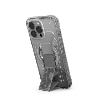 Apple iPhone 16 Pro Kılıf M-safe Şarj Özellikli Teknoloji Desenli Standlı Skinarma Helio Kapak - 7