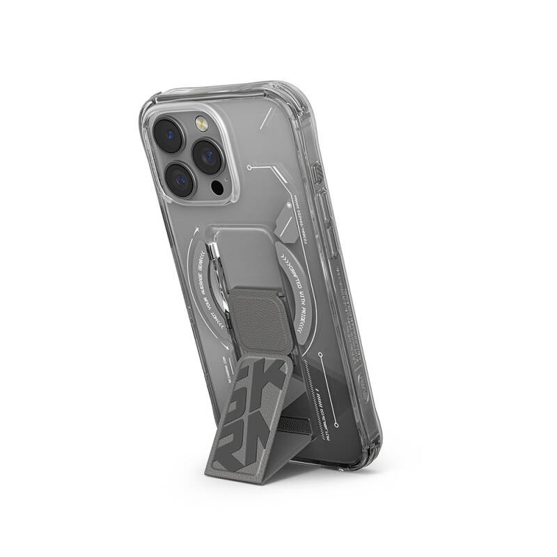 Apple iPhone 16 Pro Kılıf M-safe Şarj Özellikli Teknoloji Desenli Standlı Skinarma Helio Kapak - 7