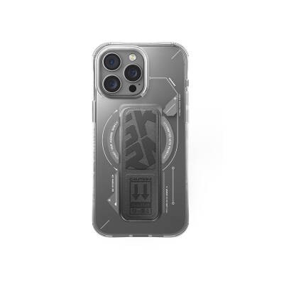 Apple iPhone 16 Pro Kılıf M-safe Şarj Özellikli Teknoloji Desenli Standlı Skinarma Helio Kapak - 4