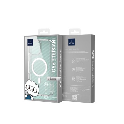 Apple iPhone 16 Pro Kılıf M-safe Şarj Özellikli Wiwu YXK-207 Invisible Pro Sert PC Kapak - 4
