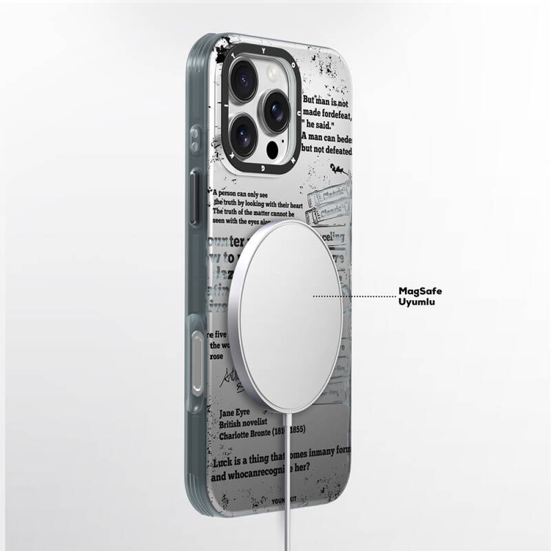 Apple iPhone 16 Pro Kılıf M-safe Şarj Özellikli Youngkit Literary Serisi Classic Kapak - 3