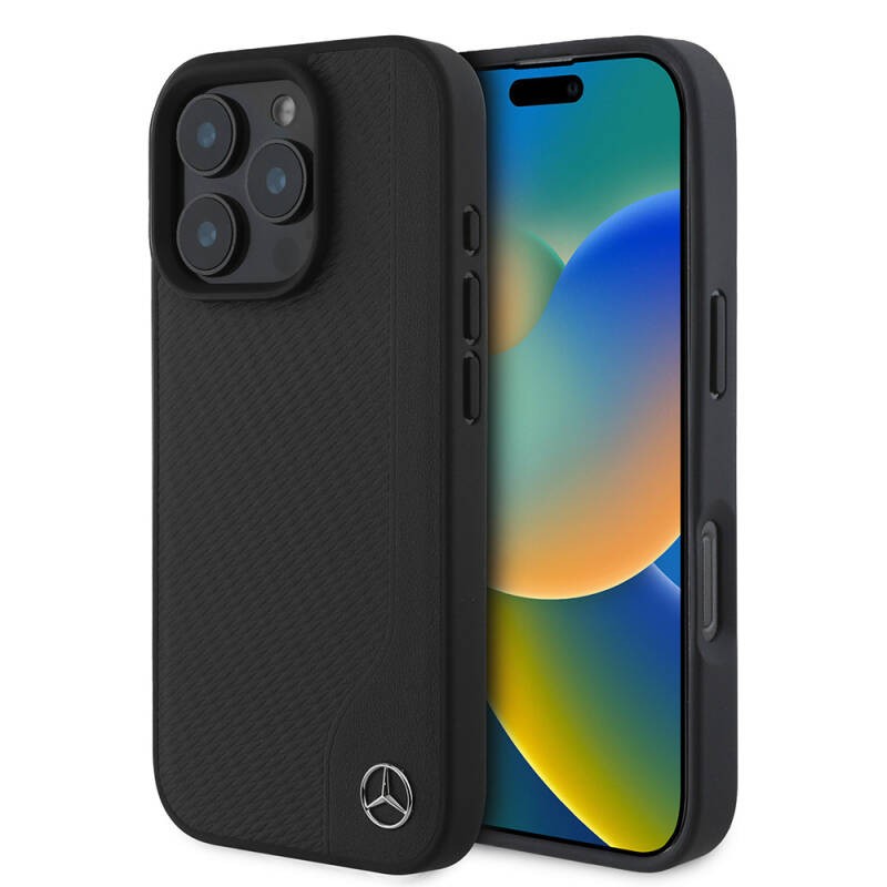 Apple iPhone 16 Pro Kılıf Mercedes Benz Orjinal Lisanslı M-safe Şarj Özellikli 3D Metal Logolu Wood Imitation Deri Kapak - 1
