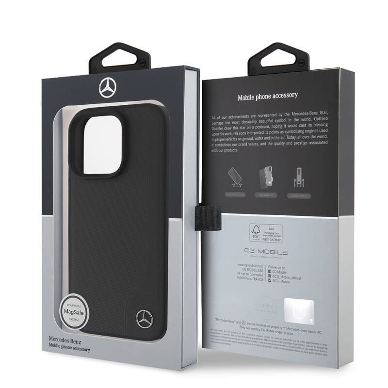Apple iPhone 16 Pro Kılıf Mercedes Benz Orjinal Lisanslı M-safe Şarj Özellikli 3D Metal Logolu Wood Imitation Deri Kapak - 9