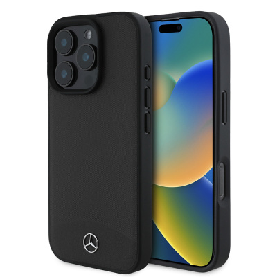 Apple iPhone 16 Pro Kılıf Mercedes Benz Orjinal Lisanslı M-safe Şarj Özellikli Dokulu ve Düz Deri Kapak - Mercedes Benz