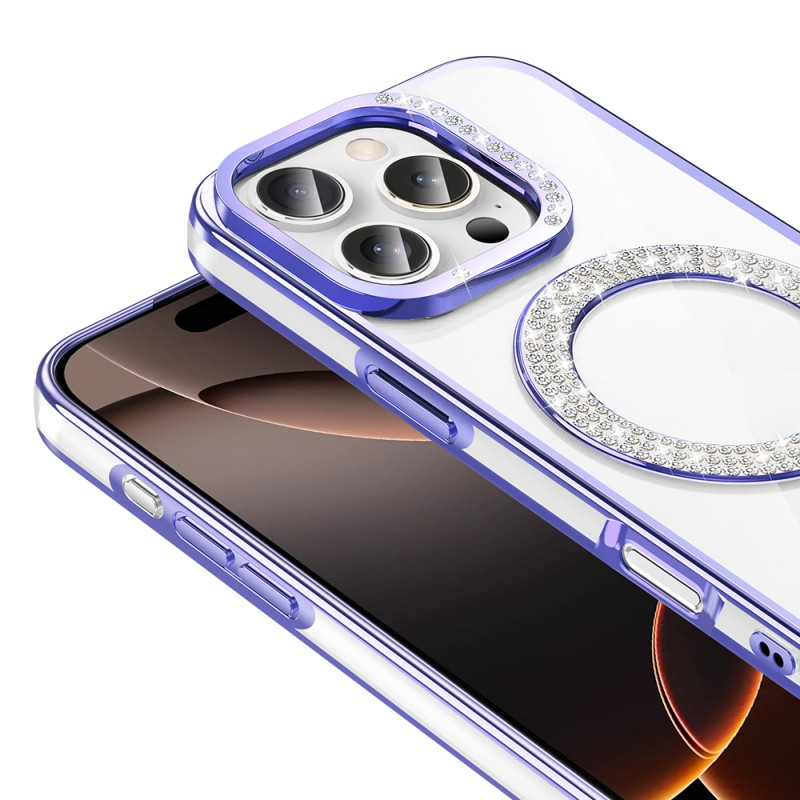 Apple iPhone 16 Pro Kılıf Pırlanta Taş Tasarımlı M-safe Şarj Özellikli Zore Karetta Silikon Kapak - 15