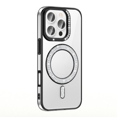 Apple iPhone 16 Pro Kılıf Pırlanta Taş Tasarımlı M-safe Şarj Özellikli Zore Karetta Silikon Kapak - 7