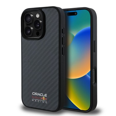 Apple iPhone 16 Pro Kılıf Redbull Orjinal Lisanslı M-safe Şarj Özellikli Karbon Fiber Tasarımlı Parlayan Logolu Kapak - 8
