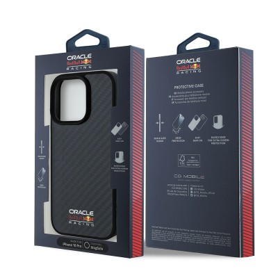 Apple iPhone 16 Pro Kılıf Redbull Orjinal Lisanslı M-safe Şarj Özellikli Karbon Fiber Tasarımlı Parlayan Logolu Kapak - 9