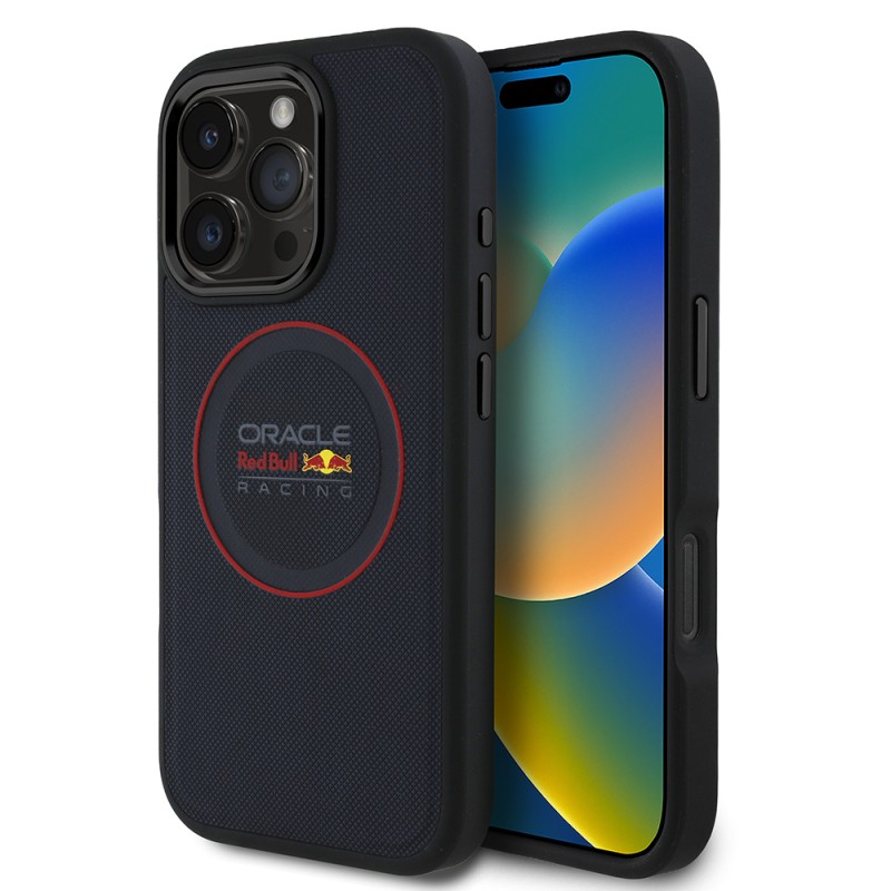 Apple iPhone 16 Pro Kılıf Redbull Orjinal Lisanslı M-safe Şarj Özellikli Kırmızı Halka ve Logo Kabartmalı PU Deri Kapak - 8