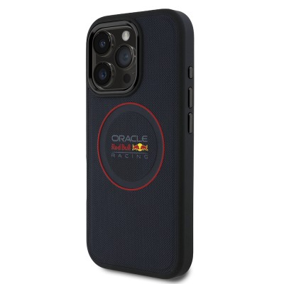 Apple iPhone 16 Pro Kılıf Redbull Orjinal Lisanslı M-safe Şarj Özellikli Kırmızı Halka ve Logo Kabartmalı PU Deri Kapak - 3