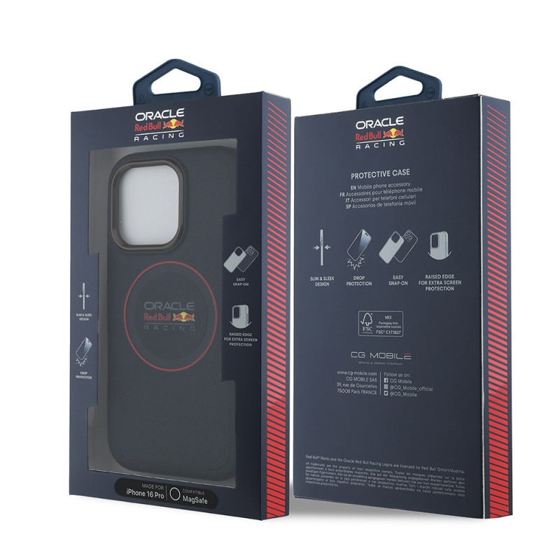 Apple iPhone 16 Pro Kılıf Redbull Orjinal Lisanslı M-safe Şarj Özellikli Kırmızı Halka ve Logo Kabartmalı PU Deri Kapak - 9