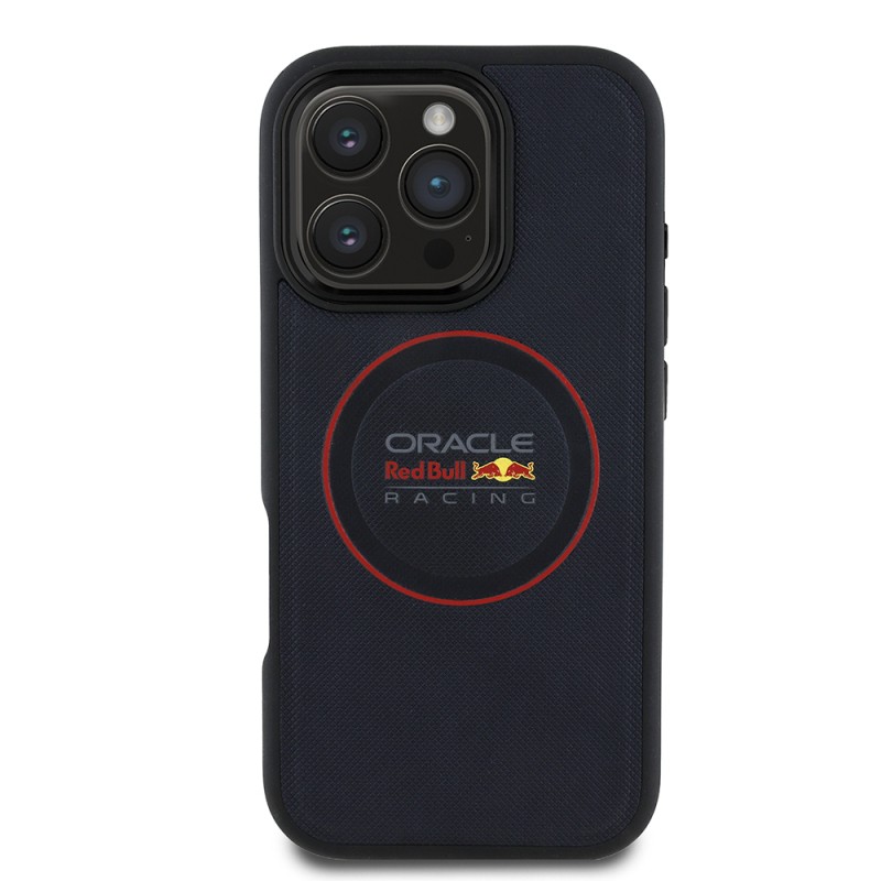 Apple iPhone 16 Pro Kılıf Redbull Orjinal Lisanslı M-safe Şarj Özellikli Kırmızı Halka ve Logo Kabartmalı PU Deri Kapak - 2