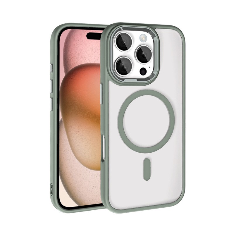 Apple iPhone 16 Pro Kılıf Wireless Şarj Özellikli Zore Krom M-safe Silikon Kapak - 26