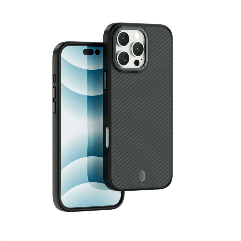 Apple iPhone 16 Pro Kılıf Wiwu DCC-205 M-safe Şarj Özellikli Aramid Fiber Tasarım Kapak - 1