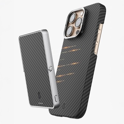 Apple iPhone 16 Pro Kılıf Wiwu DCC-206 M-safe Şarj Özellikli Kamera Standlı Aramid Fiber Tasarım Kapak - 9