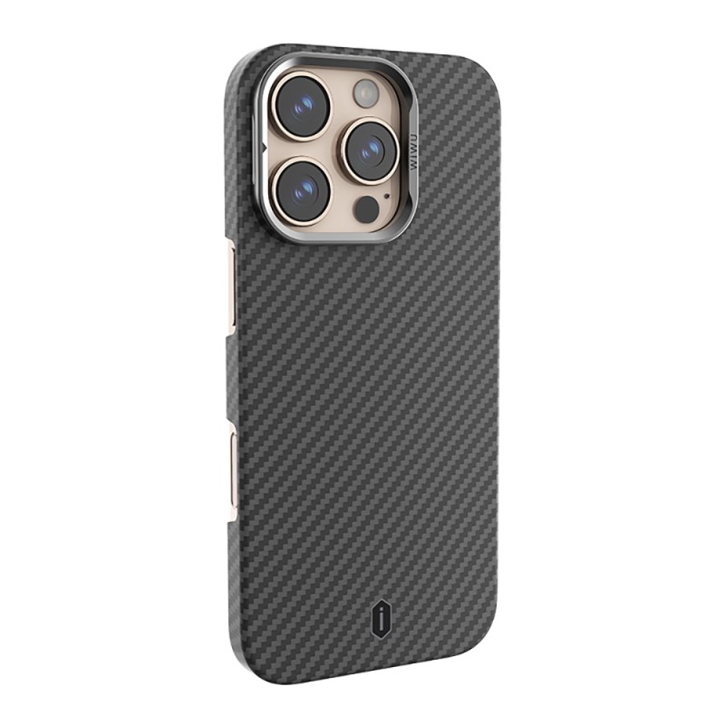 Apple iPhone 16 Pro Kılıf Wiwu DCC-206 M-safe Şarj Özellikli Kamera Standlı Aramid Fiber Tasarım Kapak - 4