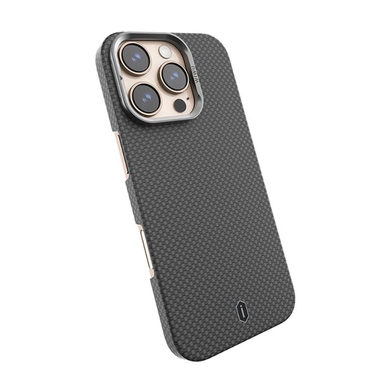 Apple iPhone 16 Pro Kılıf Wiwu DCC-208 M-safe Şarj Özellikli Kamera Standlı Aramid Fiber Tasarım Kapak - 8