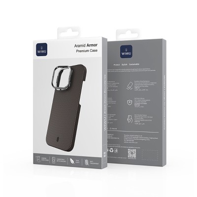 Apple iPhone 16 Pro Kılıf Wiwu DCC-208 M-safe Şarj Özellikli Kamera Standlı Aramid Fiber Tasarım Kapak - 19