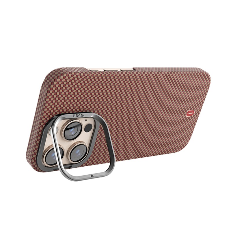 Apple iPhone 16 Pro Kılıf Wiwu DCC-208 M-safe Şarj Özellikli Kamera Standlı Aramid Fiber Tasarım Kapak - 25