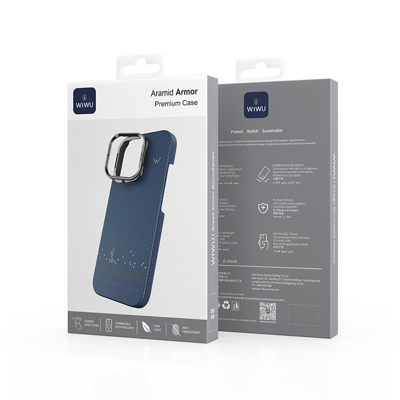 Apple iPhone 16 Pro Kılıf Wiwu DCC-209 M-safe Şarj Özellikli Kamera Standlı Aramid Fiber Tasarım Kapak - 8
