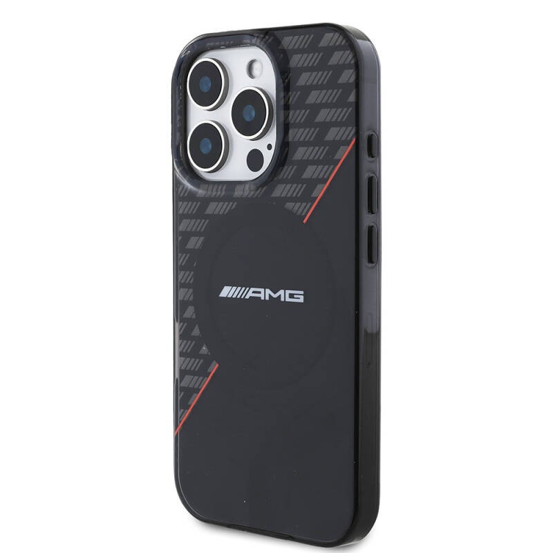 Apple iPhone 16 Pro Max Case AMG Original Licensed Magsafe Charging Feature Double Layer Red Cross Striped Cover - 3