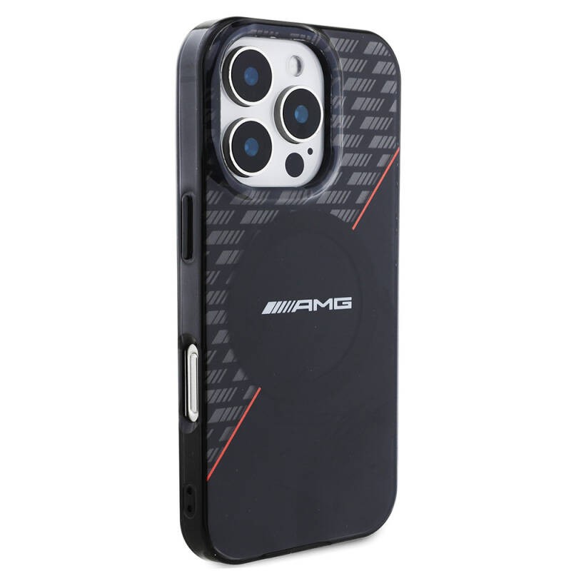 Apple iPhone 16 Pro Max Case AMG Original Licensed Magsafe Charging Feature Double Layer Red Cross Striped Cover - 5