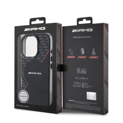 Apple iPhone 16 Pro Max Case AMG Original Licensed Magsafe Charging Feature Double Layer Red Cross Striped Cover - 9