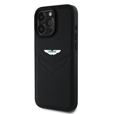 Apple iPhone 16 Pro Max Case Aston Martin Original Licensed Victory Design PU Leather Metal Logo Cover - 4