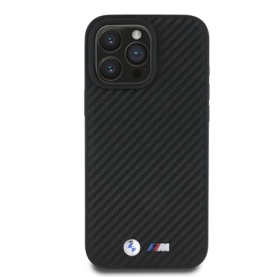 Apple iPhone 16 Pro Max Case BMW Original Licensed Carbon Fiber Design and Metal Logo PU Leather Cover - 4