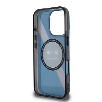 Apple iPhone 16 Pro Max Case BMW Original Licensed Magsafe Charging Featured M Logo Three Color Striped Motorsport Circle Cover - 18