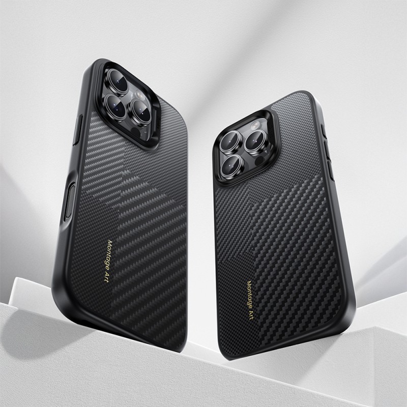 Apple iPhone 16 Pro Max Case Carbon Fiber M-safe Charging Feature Camera Control Button Benks Hybrid ArmorPro Montage Kevlar Cover - 13