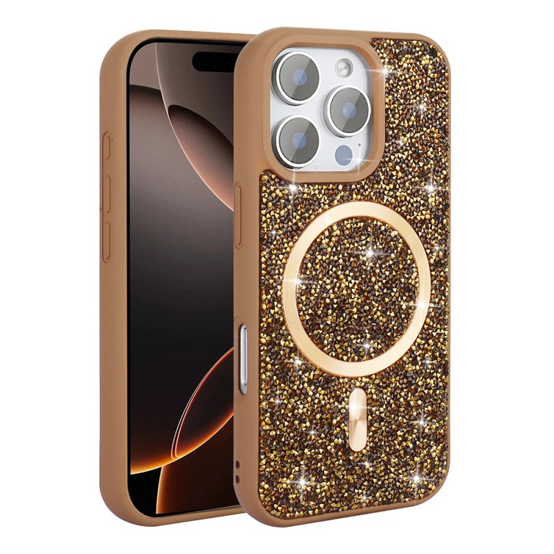 Apple iPhone 16 Pro Max Case Diamond Design Magsafe charging Zore Mosaic Silicone Cover - 5