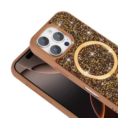 Apple iPhone 16 Pro Max Case Diamond Design Magsafe charging Zore Mosaic Silicone Cover - 9