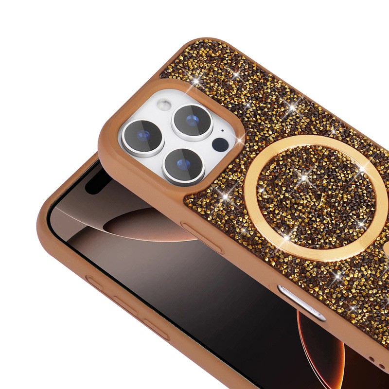 Apple iPhone 16 Pro Max Case Diamond Design Magsafe charging Zore Mosaic Silicone Cover - 9