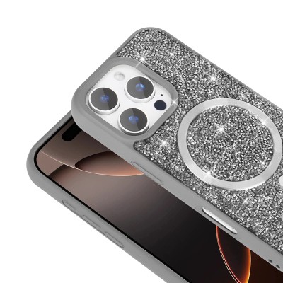 Apple iPhone 16 Pro Max Case Diamond Design Magsafe charging Zore Mosaic Silicone Cover - 10