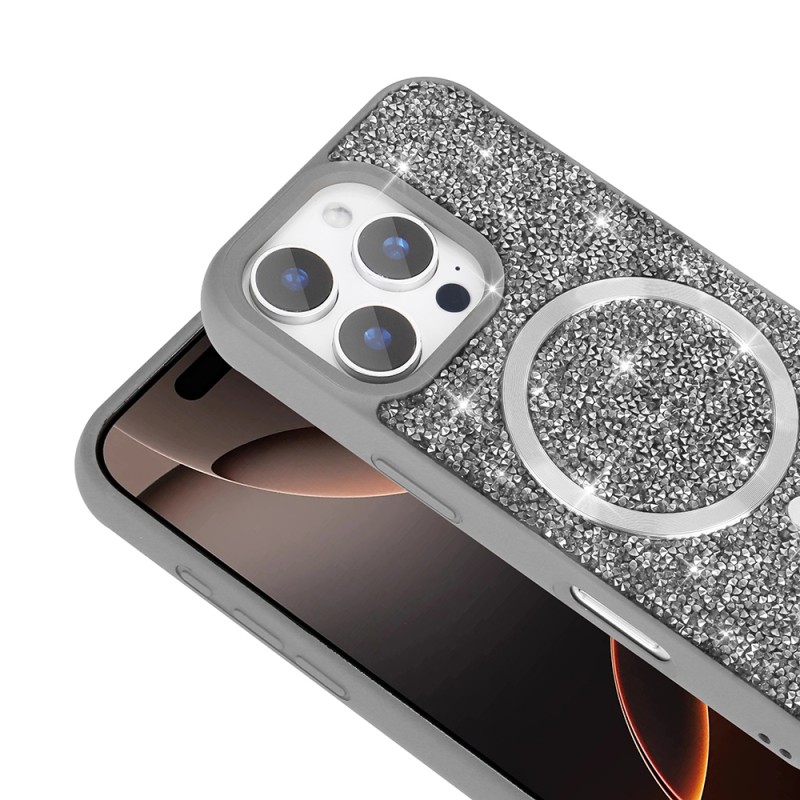 Apple iPhone 16 Pro Max Case Diamond Design Magsafe charging Zore Mosaic Silicone Cover - 10