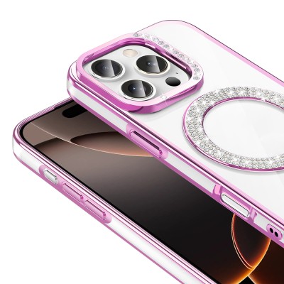 Apple iPhone 16 Pro Max Case Diamond Stone Design Magsafe Charging Zore Karetta Silicone Cover - 11