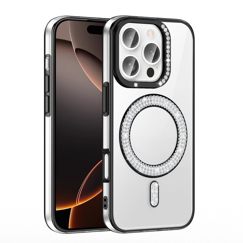 Apple iPhone 16 Pro Max Case Diamond Stone Design Magsafe Charging Zore Karetta Silicone Cover - 16