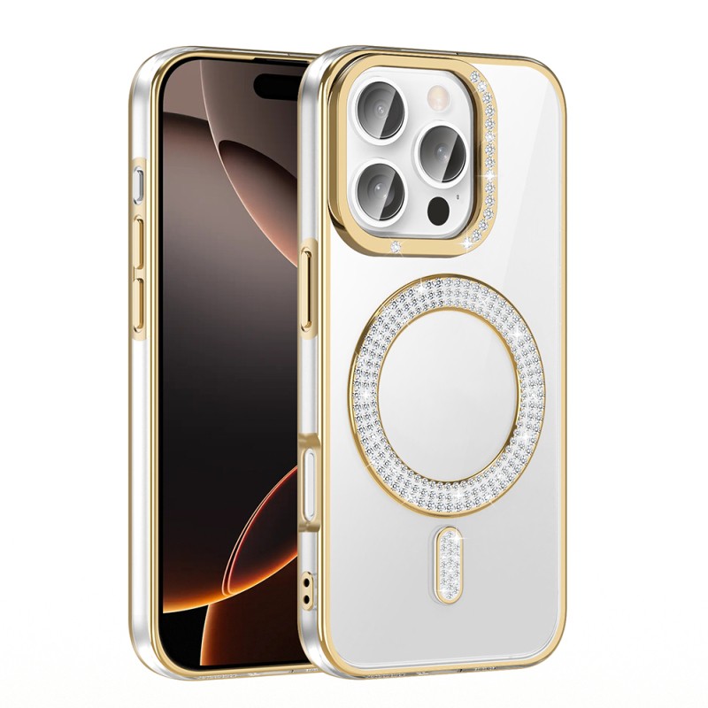 Apple iPhone 16 Pro Max Case Diamond Stone Design Magsafe Charging Zore Karetta Silicone Cover - 8