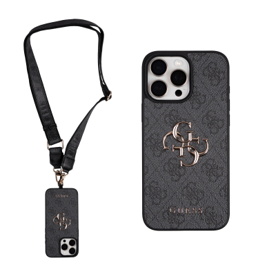 Apple iPhone 16 Pro Max Case Guess Original Licensed 4G Large Metal Logo and Thick Strap - Guess