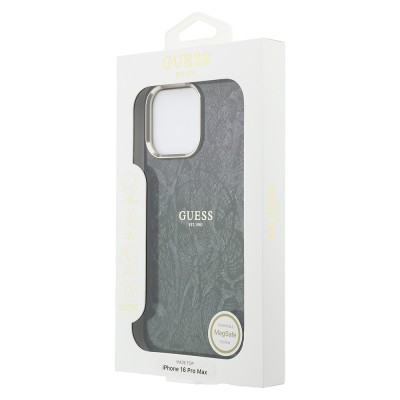 Apple iPhone 16 Pro Max Case Guess Original Licensed M-safe Charging Case with Text, Logo and Python Design - 6