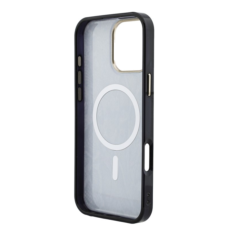 Apple iPhone 16 Pro Max Case Guess Original Licensed M-safe Charging Case with Text, Logo and Python Design - 5