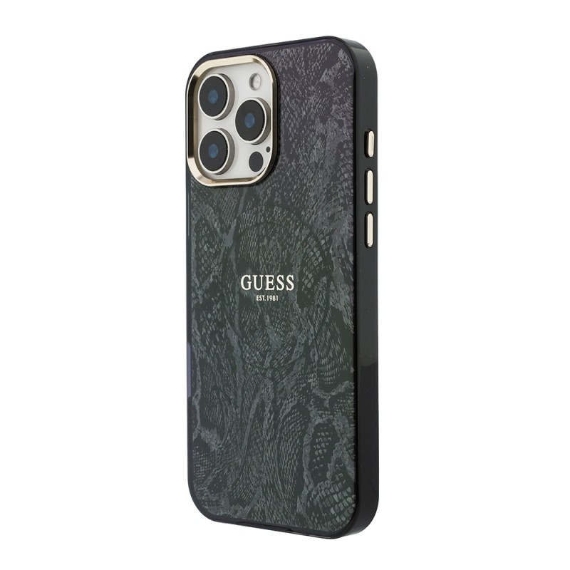 Apple iPhone 16 Pro Max Case Guess Original Licensed M-safe Charging Case with Text, Logo and Python Design - 4