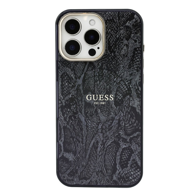 Apple iPhone 16 Pro Max Case Guess Original Licensed M-safe Charging Case with Text, Logo and Python Design - 3